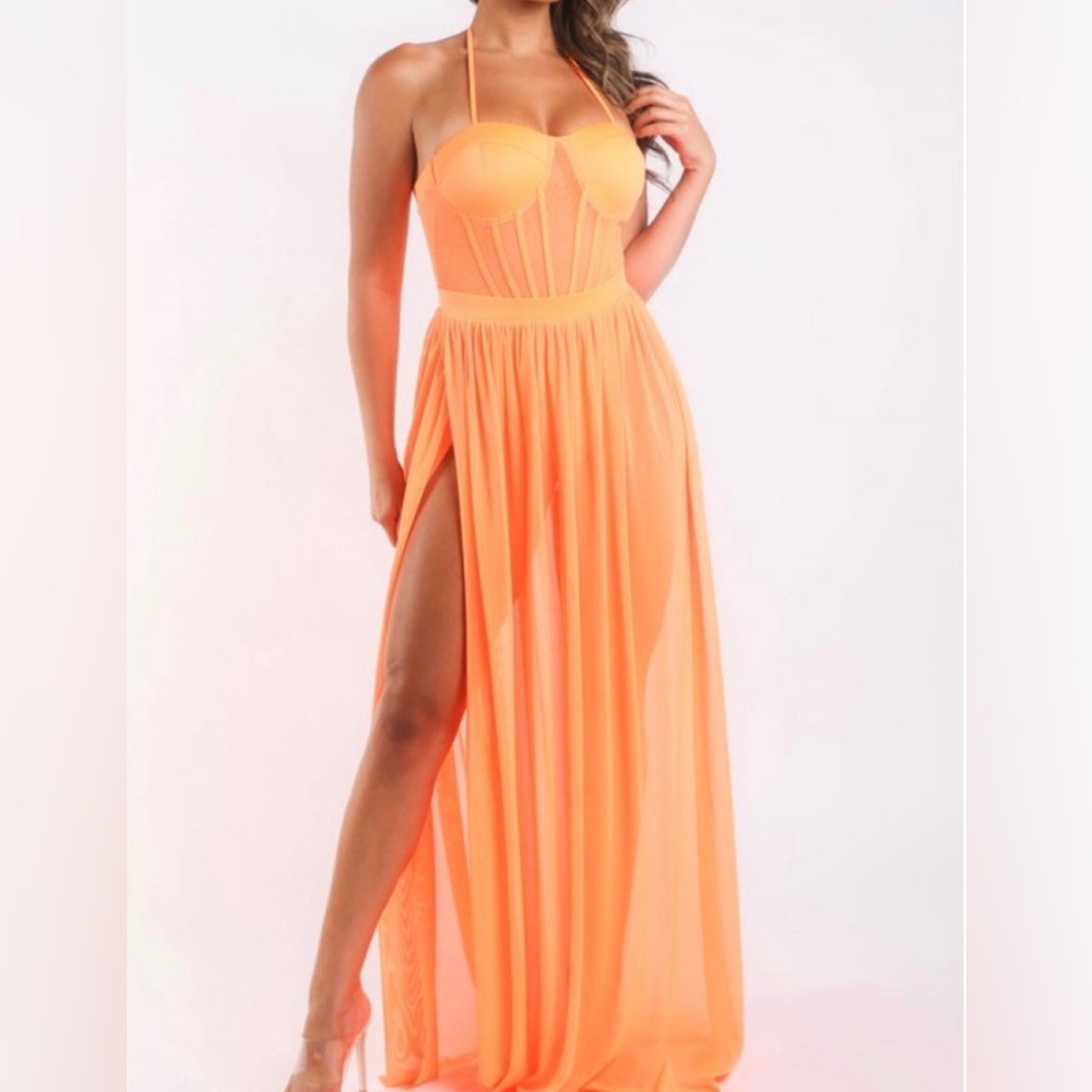 Mesh Maxi Skirt and Bodysuit Set